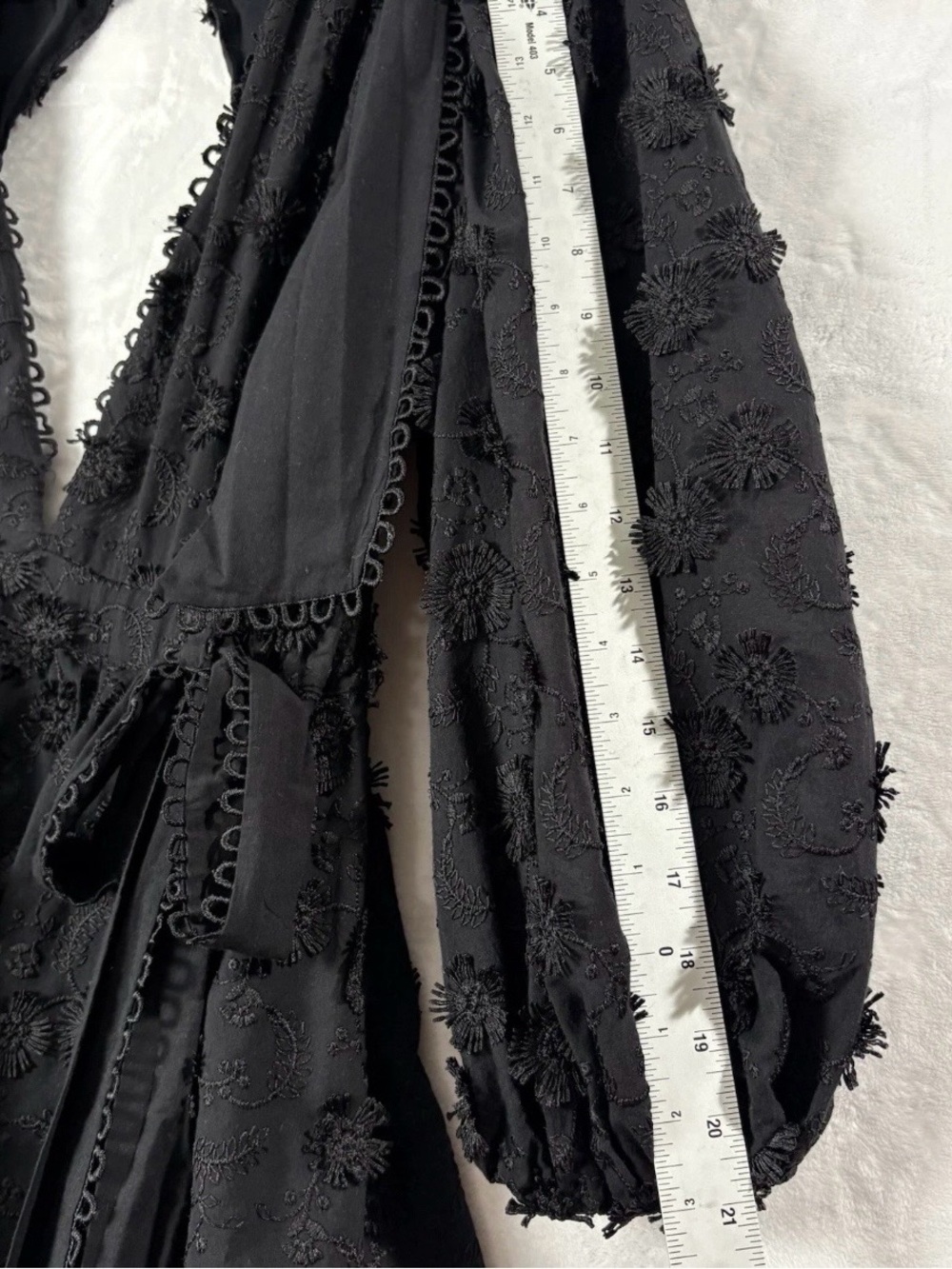 FARM RIO Black Flowers Textured Tiered Ruffle Midi-Dress Sz S Victorian Prairie - Picture 16 of 16